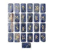 KULIA Ensemble de 25 runes en pierre de sodalite pour l'harmonisation des chakras et le Feng Shui. Runes artisanales symboles Reiki porte-bonheur idéales pour les débutants. Cadeau en cristal.