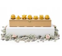 KULIA Ensemble de 7 solides platoniques ensemble de géométrie sacrée boîte en bois sculptée à la main boîte de rangement décorative Feng Shui aventurine jaune pierre naturelle ensemble de cristaux