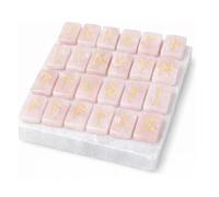 KULIA® Ensemble de runes en cristal avec 1 plaque de sélénite 25 pierres de cristal de quartz rose gravées pierres de symboles Reiki gravées de runes de l'ancien Futhark pour débutants décoration