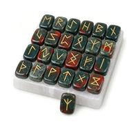 KULIA® Ensemble de runes en cristal avec plaque de sélénite 25 pierres de héliotrope gravées symboles Reiki runes de l'alphabet ancien gravées idéal pour débutants décoration d'autel
