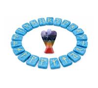 KULIA® Jeu de 25 pierres runiques en turquoise avec ange des chakras