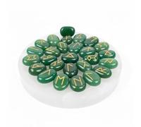 KULIA Lot de 25 runes alphabet pour débutants jade vert pierre de guérison kit de sorcellerie pour l'équilibrage des chakras plaque de sélénite artisanale avec symboles Reiki. Décoration spirituelle.