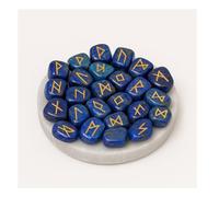 KULIA Lot de 25 runes alphabet pour débutants lapis-lazuli pierre de guérison kit de sorcellerie pour l'équilibrage des chakras plaque de sélénite artisanale avec symboles Reiki. Décoration