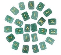 KULIA - Lot de 25 runes en cristal pour débutants jade vert kit de sorcellerie en cristal pour équilibrage des chakras runes artisanales symboles Reiki porte-bonheur décoration de bureau.
