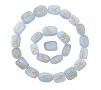 KULIA - Lot de 25 runes en cristal pour débutants opalite kit de sorcellerie en cristal pour équilibrage des chakras symboles Reiki porte-bonheur décoration spirituelle.