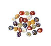 KULIA - Lot de 25 runes en cristal pour débutants sept pierres chakra outils de méditation kit de sorcellerie runes artisanales symboles Reiki porte-bonheur décoration spirituelle
