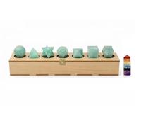KULIA® Lot de 7 pierres d'amazonite platoniques solides de différentes formes avec boîte de géométrie sacrée sculptée à la main en cristal sept chakras Tour Reiki Décoration d'intérieur Cadeau