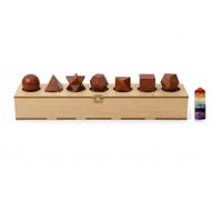 KULIA® Lot de 7 pierres de jaspe rouge platoniciennes solides de différentes formes avec boîte géométrique sacrée sculptée à la main avec pointe de cristal sept chakras - Tour Reiki - Décoration de
