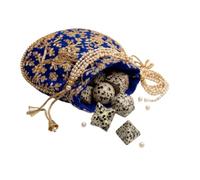 KULIA® Lot de 7 pierres platoniques solides de différentes formes avec pochette à broder, sac de créateur, pierres précieuses naturelles sculptées à la main Dalmatien Feng Shui, pierres précieuses