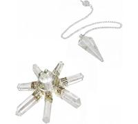 KULIA Pendule en cristal de quartz transparent avec générateur de pyramide Feng Shui Pierre précieuse naturelle Pendule de radiesthésie Décoration d'autel Points de cristal sculptés Pierre Reiki