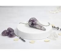 KULIA Pendule en lépidolite pierres de chakras décoration d'autel pierre précieuse naturelle ensemble de cristaux Reiki cristal de radiesthésie Feng Shui décoration vintage cadeau de Noël pour femme