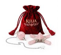 KULIA Pendule ronde en quartz rose avec pyramide générateur de pierre Reiki