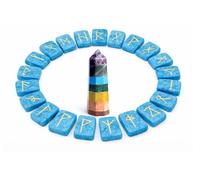 KULIA® Pierres runiques turquoise bleue (set de 25 pièces) des chakras