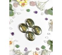 KULIA Pyrite Cristaux de Guérison Méditation Spirituelle Pierre Ovale Symbole Reiki Galets Pierre Naturelle Pyrite Gravée Pierre de Poche Cristaux d'Abondance Pierres Roulées Cadeau de Noël