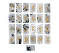 KULIA Runes en pierres Alphabet de 25 runes en pierre de lune arc-en-ciel Runes pour débutants Décoration intérieure Kit de sorcellerie pour l'équilibrage des chakras Runes artisanales Symbol Reiki