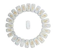 KULIA Runes en pierres Alphabet de 25 runes pour débutants Runes en howlite Kit de sorcellerie pour l'équilibrage des chakras Runes artisanales Décoration religieuse Symbole Reiki Porte-bonheur