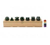 KULIA® Solides Platoniques 7 Pierres de Jade Vert de formes variées coffret en bois sculpté à la main pierres des sept chakras tour Reiki décoration intérieure cadeau de Noël