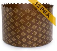 Kulich Mold Lot de 12 moules à pain de Pâques 340,2 g - Moules à papier à pain - Moules universels en papier panettone anti-adhésif marron - Design marron 11 x 8,5 cm (l x H)