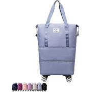 Kulken Travel Bag with Wheels, 2025 New Large Capacity Travel Bag - Tote with Storage Space (Blue)