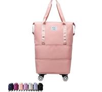 Kulken Travel Bag with Wheels, 2025 New Large Capacity Travel Bag - Tote with Storage Space (Pink)