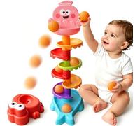 Kulveanju Jouet Bebe 1 an, 2 en 1 Jouet Montessori: Jeu de Drop & Pitch de Balle, avec 7 Niveaux, 7 Boules et 1 Lanceur, Jouets d'Activité et de Développement, Cadeau Enfant Garcon Fille 2 3 4 5 Noel