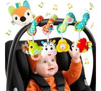 Kulveanju Jouet Poussette Bebe 6 Mois, Spirale d'activité Bébé d'éveil avec Musique, Jouet Siege Auto Bebe, Peluche Jouet Cadeaux pour Naissance Garçons et Filles 3 9 12 Mois, Renard Orange