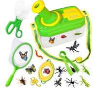 Kulveanju Kit Exploration Enfant Jeux Exterieur - Kit Aventurier avec Boite Insecte, Loupe, 12 Insectes en Plastique, Observation Jouets Educatif Cadeau pour Enfants Garçons Filles 3 4 5 6 Ans