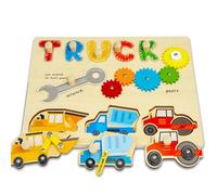 Kulveanju Puzzle en Bois 1 an, Montessori Puzzle Bois Enfant, Alphabet Camion Encastrement Jeux en Bebe 1 an, Jouet Éducatif Montessori Baby Cadeaux pour Garçons Filles 1 2 Ans