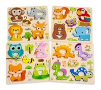 Kulveanju Puzzle en Bois Bebe 1 an, 4 Pièces Animaux Wooden Puzzle Bebe, Educatif Jouet Montessori pour Garçons Filles, Cadeau Anniversaire Halloween Noël Jouet Enfant 2 Ans