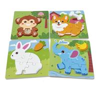Kulveanju Puzzle en Bois Bebe 2 an, 4 Pièces Animaux Wooden Puzzle Jeux Encastrement, Educatif Jouet Montessori pour Garçons Filles, Anniversaire Halloween Noël Cadeau Jouet Enfant 2 3 Ans