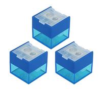 KUM AZ103.76.16-B - Taille-crayons avec réservoir Cube M2, bleu, multipack de 3, taille-crayons double réservoir