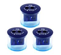 KUM AZ105.04.16-B - Taille-crayons avec réservoir Color Combi 218T, Taille-crayons pour crayons ronds et pointus, bleu, multipack de 3