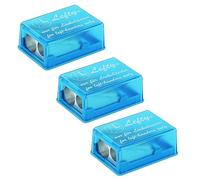 KUM AZ105.34.16-B - Boîte double taille-crayon Lefty, 3 pièces, bleu, taille-crayon avec réservoir