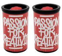 KUM AZ3820016 - Taille-crayons avec réservoir, PFC rouge, 2 taille-crayons pour crayons épais et fins, 8 et 12 mm