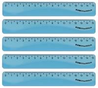 KUM - Règle Flexi Style 15 cm, bleue, lot de 5 | Matériel scolaire flexible pour mesurer, dessiner et réaliser des travaux de précision