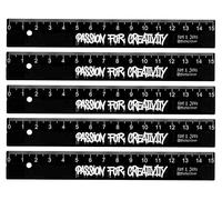 KUM - Règle Passion for Creativity 15 cm, noire, lot de 5