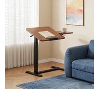 kumamart Adjustable Height Rolling Overbed Table with Wheels - Multi-Use Desk for Bed, Couch, Recliner Tiltable Split Top Side(Browm)