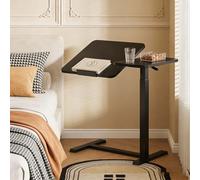kumamart Adjustable Height Rolling Overbed Table with Wheels - Multi-Use Desk for Bed, Couch, Recliner Tiltable Split Top Side(Black)