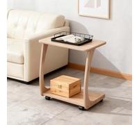kumamart C Table with Wheels - Solid Wood Rolling Side for Couch Sofa, Multi-Functional TV Tray Snack for Living Room, Easy Assembly No Tools Needed(D)