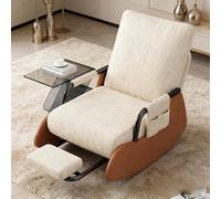 kumamart Chaise à Bascule for Chambre de bébé avec Repose-Pieds, siège Bas avec Poche latérale et Repose-Pieds, for Maman, Salon et Chambre à Coucher(White-Brown)