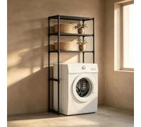 kumamart Étagère 3 Niveaux pour Machine à Laver, Acier Inoxydable | 3 niveaux, Passe au-dessus machine, Acier inoxydable, 154 cm de haut Black