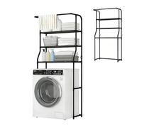 kumamart Expandable Over The Toilet Shelf with Above Toilet Storage, Use as Over The Toilet Organizer Or as Practical Over Washer and Dryer Shelves in Any Room (Black/White)(Black)