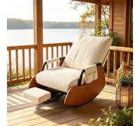 kumamart Fauteuil Relaxant - avec Repose-Pied Coulissant | Fauteuil à bascule ergonomique avec repose-pieds rétractable et poche latérale de rangement.