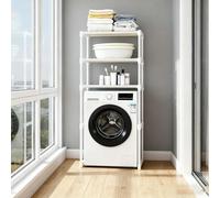 kumamart Heavy Duty Metal Storage Shelves,for Washer and Dryer - No Punching Adjustable Shelf, Easy to Assemble Sturdy Shelving with Strong Load-Bearing Capacity, Portable Stackable(White)