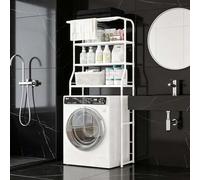 kumamart Over The Toilet Shelf, Multi-Use Above Toilet Storage Shelf for Bathroom & Laundry Room, Over Washer and Dryer Shelves for Home Bathroom & Laundry Closet (Black/White)(White)