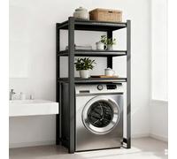 kumamart Over Washer and Dryer Storage Shelves, Heavy Duty Metal Shelving Freestanding Adjustable Shelf for Laundry Room Organization, Black(Three Floors,L120W40_183CM)