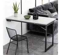 kumamart Wall Mounted Folding Table, Fold Down Desk with Sturdy Wrought Iron Legs - Floating for Small Spaces, Flip-Up Laptop/Dining for Home/Office(F,100 * 60 * 75)