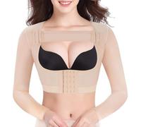 KUMAYES Haut Sculptant Femme Bras Minceur Manche Longue Gaine post opératoire compression Correcteur de Posture Top Body shaper (Beige, 2XL)