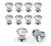 KUMGROT Lot de 10 mini boutons décoratifs en cristal transparent pour armoire, tiroir, boîte à bijoux, boîte cadeau avec trou unique, 16 mm