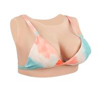 KUMIHO Faux Sein Silicone Cou rond Artificielle Poitrine Forme Poitrine Prothèse pour Crossdresser Transgenres Mastectomie G Cup Ivoire Blanc Remplie de Silicone